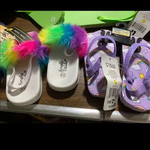2 pairs baby fur sandals flip flops size 5 size 6